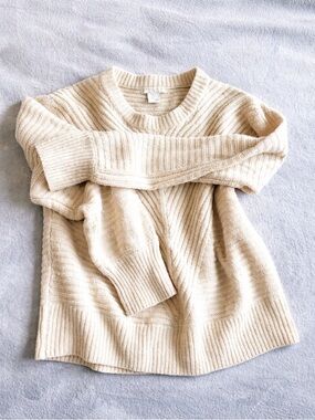 CHRISTIAN SIRIANO Cream Wool Knit Cozy Spring Layering Sweater Size S Fits M